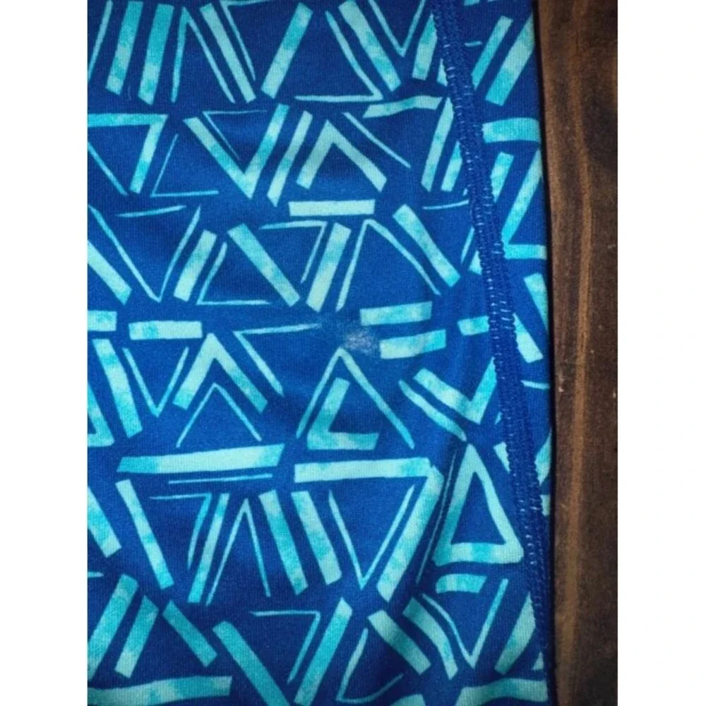 Zella from Nordstrom Blue Geometric Athletic Athleisure Leggings Zipper Pocket